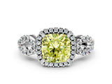 Platinum Fancy Yellow Cushion Cut Cut Halo Diamond Infinity Band with Four-Prong Setting_12