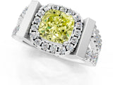 Platinum Fancy Yellow Cushion Cut Cut Halo Split Shank Prong Set Ring_7
