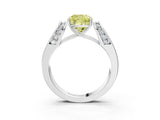 Platinum Fancy Yellow Cushion Cut Diamond Channel Set Solitaire Ring with Four-Prong Setting_80