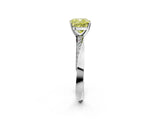 Platinum Fancy Yellow Cushion Cut Diamond Engagement Ring with Side Stone Accents and Four-Prong Setting_14