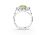Platinum Fancy Yellow Cushion Cut Diamond Floral Double Halo Engagement Ring with Prong Setting_189