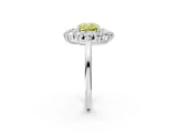 Platinum Fancy Yellow Cushion Cut Diamond Floral Double Halo Engagement Ring with Prong Setting_44