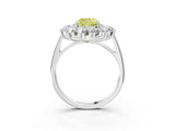 Platinum Fancy Yellow Cushion Cut Diamond Floral Double Halo Engagement Ring with Prong Setting_45