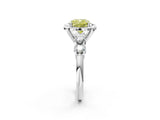 Platinum Fancy Yellow Cushion  Cut Diamond Floral Halo Engagement Ring with Shared Prong Setting 4