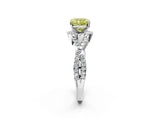 Platinum Fancy Yellow Cushion Cut Diamond  Halo Twist Band Solitaire Prong Setting Ring_14