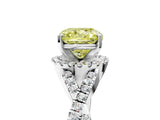 Platinum Fancy Yellow Cushion Cut Diamond  Halo Twist Band Solitaire Prong Setting Ring_17