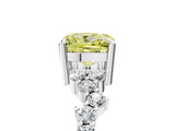 Platinum Fancy Yellow Cushion Cut Diamond Scattered Round Accent Ring with Prong Setting_5