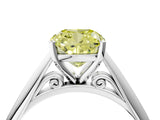 Platinum Fancy Yellow Cushion Cut Diamond Solitaire Engagement Ring with Cathedral Setting and Four-Prong Mount_4