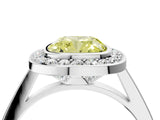 Platinum Fancy Yellow Cushion Cut Halo Bezel Diamond Pave Band Ring_46