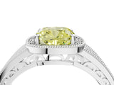 Platinum Fancy Yellow Cushion Cut Halo Diamond Split Shank Ring with Prong Setting_10