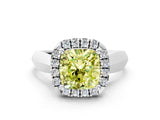 Platinum Fancy Yellow Cushion  Cut Halo Solitaire Engagement Ring with Square Band and Four-Prong Setting_24