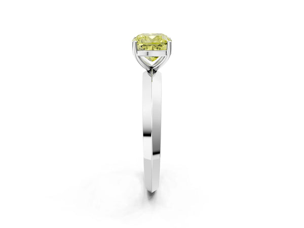 Platinum Cushion Cut Knife-Edge Solitaire Engagement Ring Setting for Fancy Yellow Center