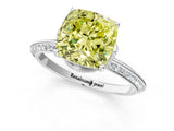 Platinum Fancy Yellow Cushion Cut Solitaire Split Shank Pave Diamond Engagement Ring with Four-Prong Setting_13