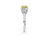 Platinum Fancy Yellow Cushion Cut Solitaire Split Shank Pave Diamond Engagement Ring with Four-Prong Setting_56