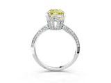 Platinum Fancy Yellow Cushion Cut Solitaire Split Shank Pave Diamond Engagement Ring with Four-Prong Setting_57
