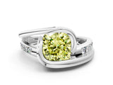 Platinum Fancy Yellow Cushion Cut Solitaire Tension-Set Diamond Split Shank Ring_6