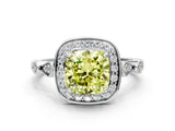 Platinum Fancy Yellow Cushion  Halo Diamond Engagement Ring with Twisted Band and Four-Prong Setting 2