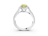 Platinum Fancy Yellow Cushion  Halo Round Diamond Pave Band with Prong Setting 3