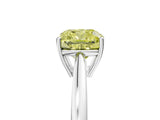 Platinum Fancy Yellow Cushion  Solitaire Diamond Ring with Split Shank and Four-Prong Setting_17