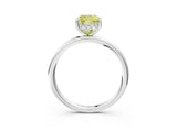 Platinum Fancy Yellow Cushion  Solitaire Diamond Ring with a Classic Band and Four-Prong Setting 4