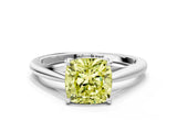 Platinum Fancy Yellow Cushion  Solitaire Engagement Ring with Four-Prong Setting and Classic Band 1