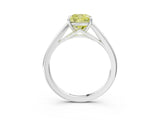 Platinum Fancy Yellow Cushion  Solitaire Engagement Ring with Four-Prong Setting and Classic Band 4