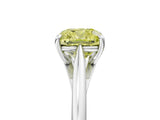 Platinum Fancy Yellow Cushion  Solitaire Engagement Ring with Four-Prong Setting and Classic Band