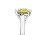 Platinum Fancy Yellow Cushion  Solitaire Engagement Ring with Six-Prong Setting and Classic Band