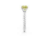 Platinum Fancy Yellow Cushion  Solitaire Twist Band Ring with Four-Prong Setting_3