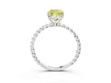 Platinum Fancy Yellow Cushion  Solitaire Twist Band Ring with Four-Prong Setting_4