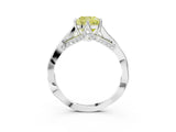 Platinum Fancy Yellow Cushion  Solitaire Twist Band Six-Prong Setting 4