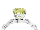 Platinum Fancy Yellow Cushion  Solitaire Twisted Band with Prong Setting 4