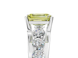 Platinum Fancy Yellow Emerald  Brilliant Solitaire with Side Stones on a Pave Band and Four-Prong Setting_17