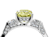 Platinum Fancy Yellow Emerald Cut Brilliant Three-Stone Pave Band with Four-Prong Setting_10