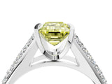 Platinum Fancy Yellow Emerald Cut Cut Diamond Channel Set Pave Band with Tension Prong Setting_16