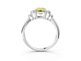 Platinum Fancy Yellow Emerald Cut Cut Diamond Cluster Ring with Solitaire Band and Four-Prong Setting_28