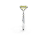 Platinum Fancy Yellow Emerald Cut Diamond Brilliant Solitaire Ring with Pavé Band and Four-Prong Setting_44