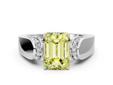 Platinum Fancy Yellow Emerald Cut Diamond Channel Set Solitaire Ring with Four-Prong Setting_105