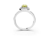 Platinum Fancy Yellow Emerald Cut Diamond Double Halo Ring with Split Shank and Four-Prong Setting_9