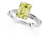 Platinum Fancy Yellow Emerald Cut Diamond Engagement Ring with Side Stone Accents and Four-Prong Setting_13