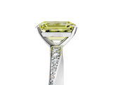 Platinum Fancy Yellow Emerald Cut Diamond Engagement Ring with Side Stone Accents and Four-Prong Setting_17