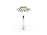 Platinum Fancy Yellow Emerald Cut Diamond Floral Double Halo Engagement Ring with Prong Setting_44