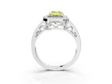 Platinum Fancy Yellow Emerald Cut Diamond Halo Ring with Split Shank and Bezel Accents and Prong Setting_15