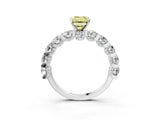 Platinum Fancy Yellow Emerald Cut Diamond Side Stone Engagement Ring with Four-Prong Setting_27