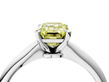 Platinum Fancy Yellow Emerald Cut Diamond Solitaire Engagement Ring with Classic Band and Four-Prong Setting_16