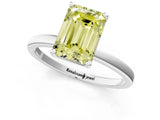 Platinum Fancy Yellow Emerald Cut Diamond Solitaire Ring with Classic Band and Four-Prong Setting_13