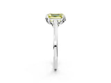 Platinum Fancy Yellow Emerald Cut Diamond Solitaire Ring with Flower Prong Setting and Classic Band_2