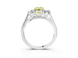 Platinum Fancy Yellow Emerald Cut Diamond Three-Stone Engagement Ring with Prong Setting and Pavé Band_15