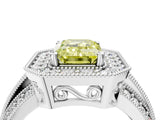 Platinum Fancy Yellow Emerald Cut Halo Diamond Engagement Ring with Pave Split Shank and Four-Prong Setting_10
