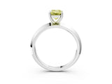 Platinum Fancy Yellow Emerald  Cut Solitaire Engagement Ring with Flat Band and Four-Prong Setting 4